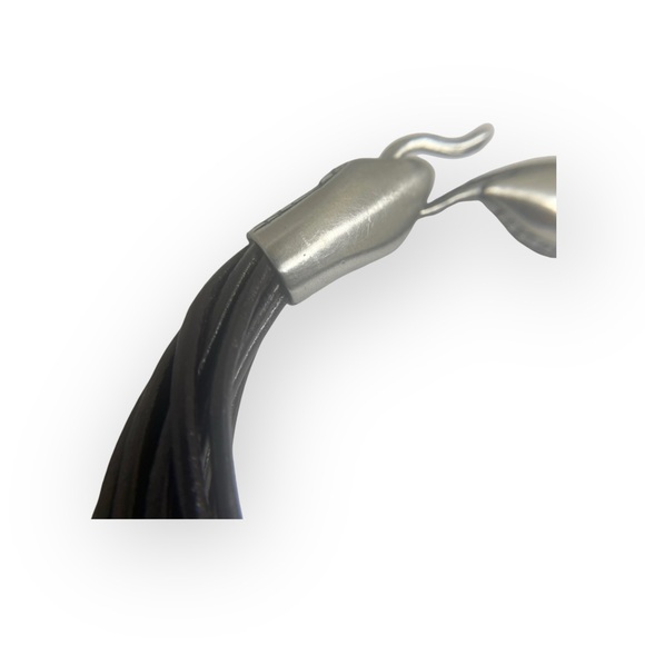 Stainless Steel 𓆙 Snake Multi Strand Leather Bracelet 𓆙 Dark Brown Leather 𓆙 - Picture 9 of 16